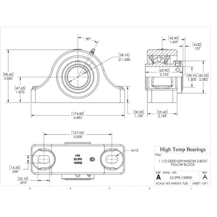 Picture of 1-1/2" S2000 Expansion 2 Bolt Pillow Block Heavy Duty Bearing