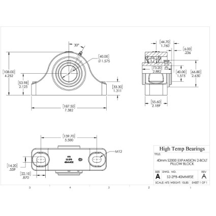 Picture of 40mm S2000 Expansion 2 Bolt Pillow Block Heavy Duty Bearing