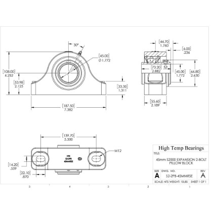 Picture of 45mm S2000 Expansion 2 Bolt Pillow Block Heavy Duty Bearing