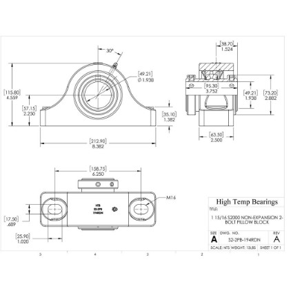 Picture of 1-15/16" S2000 Double Locking Non-Expansion 2 Bolt Pillow Block Heavy Duty Bearing