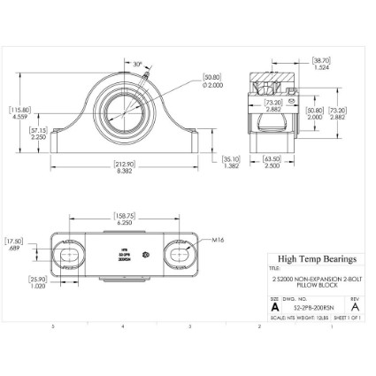 Picture of 2" S2000 Non Expansion 2 Bolt Pillow Block Heavy Duty Bearing