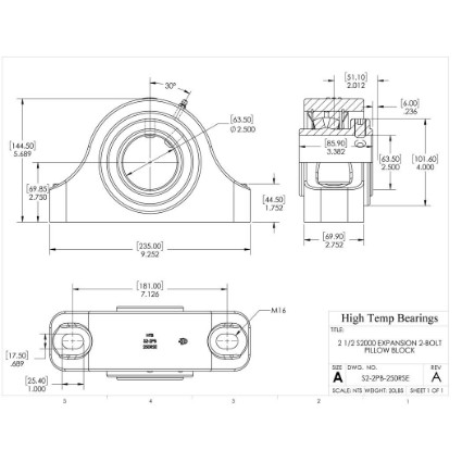 Picture of 2-1/2" S2000 Expansion 2 Bolt Pillow Block Heavy Duty Bearing