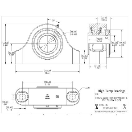 Picture of 2-11/16" S2000 Non Expansion 2 Bolt Pillow Block Heavy Duty Bearing