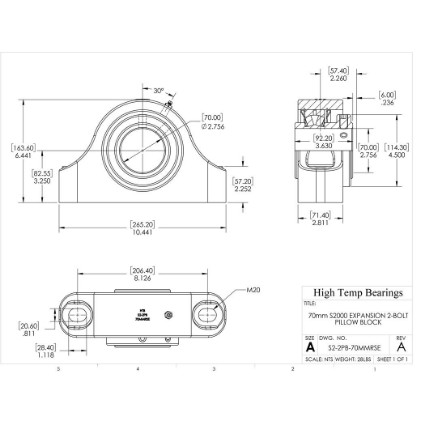 Picture of 70mm S2000 Expansion 2 Bolt Pillow Block Heavy Duty Bearing