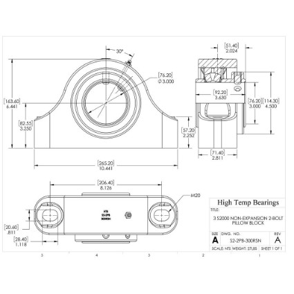 Picture of 3" S2000 Non Expansion 2 Bolt Pillow Block Heavy Duty Bearing