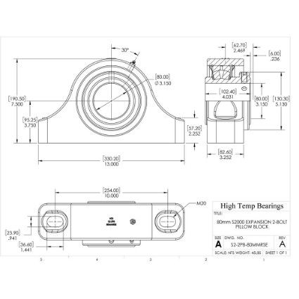 Picture of 80mm S2000 Expansion 2 Bolt Pillow Block Heavy Duty Bearing