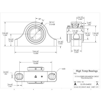 Picture of 3-7/16" S2000 Double Locking Expansion 2 Bolt Pillow Block Heavy Duty Bearing