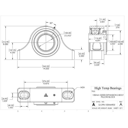 Picture of 100mm S2000 Expansion 2 Bolt Pillow Block Heavy Duty Bearing