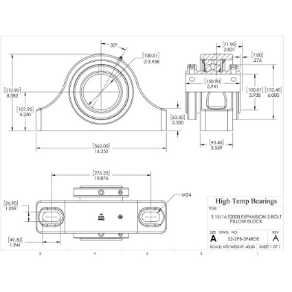 Picture of 3-15/16" S2000 Double Locking Expansion 2 Bolt Pillow Block Heavy Duty Bearing