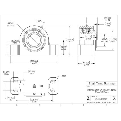Picture of 2-11/16" S2000 Expansion 4 Bolt Pillow Block Heavy Duty Bearing