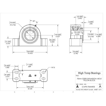Picture of 70mm S2000 Expansion 4 Bolt Pillow Block Heavy Duty Bearing