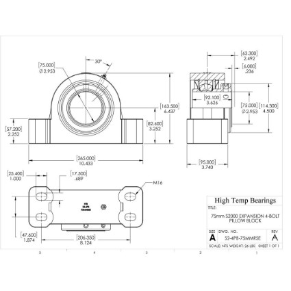 Picture of 75mm S2000 Expansion 4 Bolt Pillow Block Heavy Duty Bearing