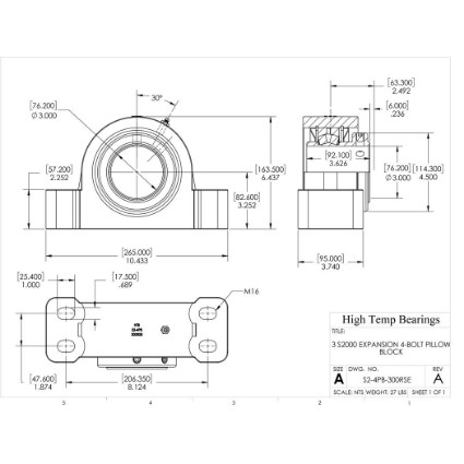 Picture of 3" S2000 Expansion 4 Bolt Pillow Block Heavy Duty Bearing