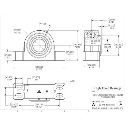 Picture of 80mm S2000 Expansion 4 Bolt Pillow Block Heavy Duty Bearing