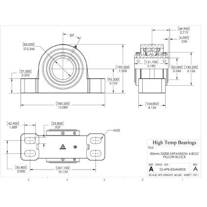 Picture of 85mm S2000 Double Locking Expansion 4 Bolt Pillow Block Heavy Duty Bearing