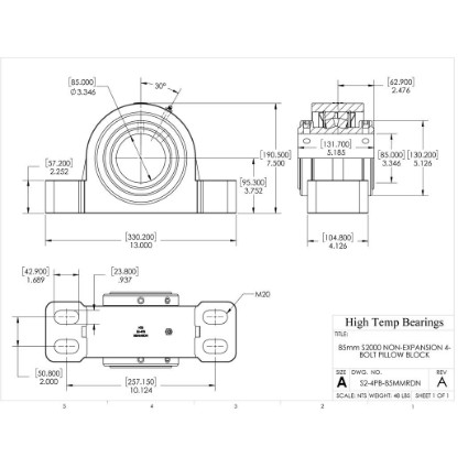 Picture of 85mm S2000 Double Locking Non-Expansion 4 Bolt Pillow Block Heavy Duty Bearing