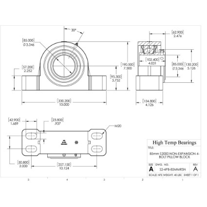 Picture of 85mm S2000 Non Expansion 4 Bolt Pillow Block Heavy Duty Bearing