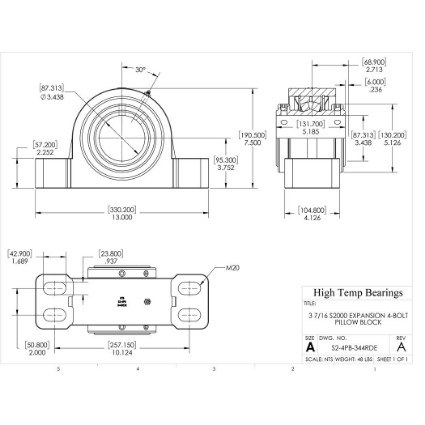 Picture of 3-7/16" S2000 Double Locking Expansion 4 Bolt Pillow Block Heavy Duty Bearing