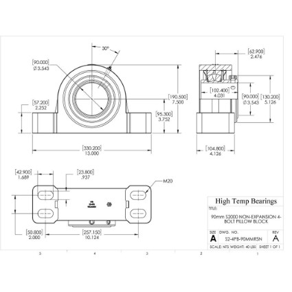 Picture of 90mm S2000 Non Expansion 4 Bolt Pillow Block Heavy Duty Bearing