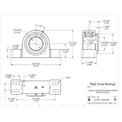 Picture of 100mm S2000 Expansion 4 Bolt Pillow Block Heavy Duty Bearing