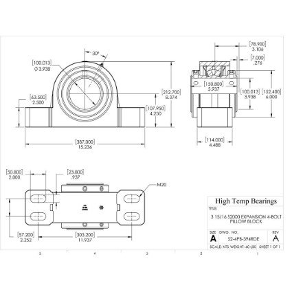 Picture of 3-15/16" S2000 Double Locking Expansion 4 Bolt Pillow Block Heavy Duty Bearing