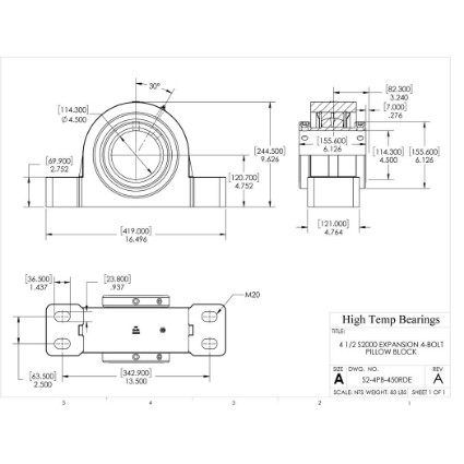Picture of 4-1/2" S2000 Double Locking Expansion 4 Bolt Pillow Block Heavy Duty Bearing