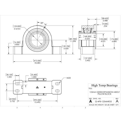 Picture of 125mm S2000 Double Locking Expansion 4 Bolt Pillow Block Heavy Duty Bearing