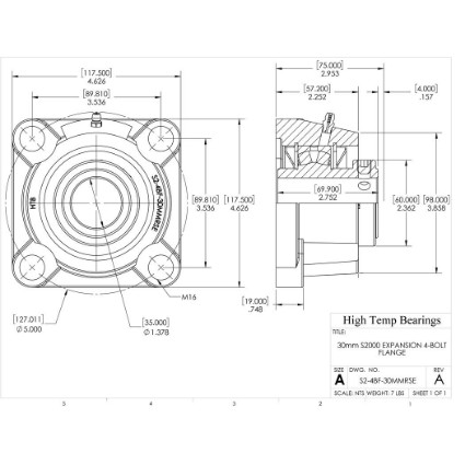 Picture of 30mm S2000 Expansion 4 Bolt Flange Heavy Duty Bearing