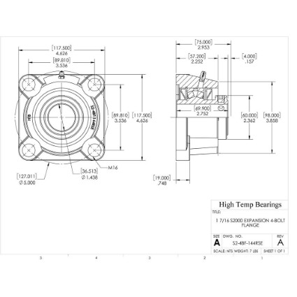 Picture of 1-7/16" S2000 Expansion 4 Bolt Flange Heavy Duty Bearing