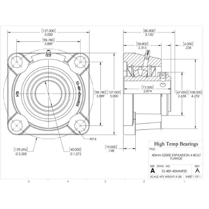 Picture of 40mm S2000 Expansion 4 Bolt Flange Heavy Duty Bearing