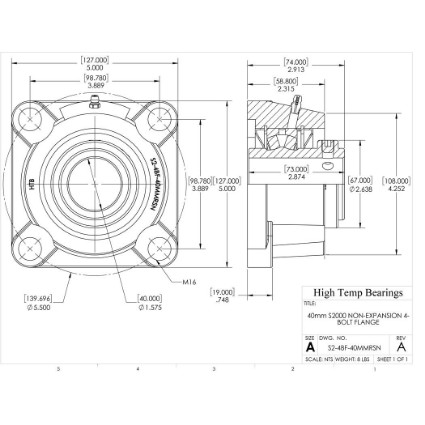 Picture of 40mm S2000 Non Expansion 4 Bolt Flange Heavy Duty Bearing