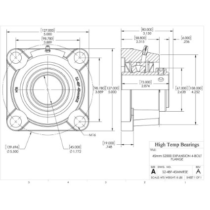 Picture of 45mm S2000 Expansion 4 Bolt Flange Heavy Duty Bearing
