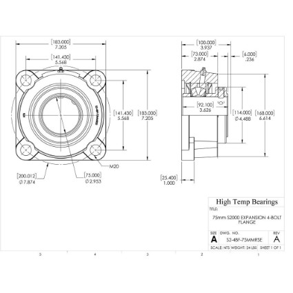 Picture of 75mm S2000 Expansion 4 Bolt Flange Heavy Duty Bearing
