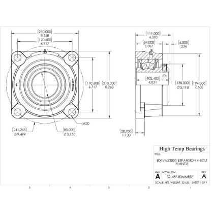 Picture of 80mm S2000 Expansion 4 Bolt Flange Heavy Duty Bearing