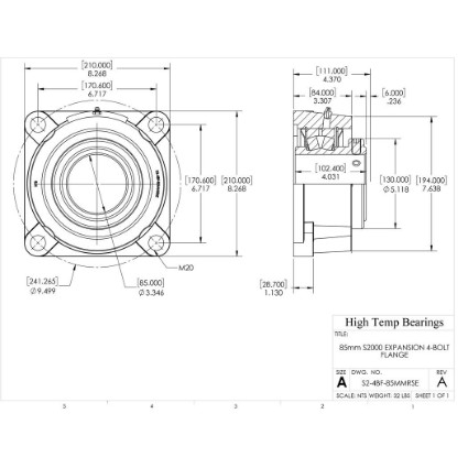 Picture of 85mm S2000 Expansion 4 Bolt Flange Heavy Duty Bearing
