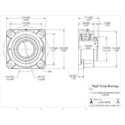 Picture of 3-7/16" S2000 Expansion 4 Bolt Flange Heavy Duty Bearing