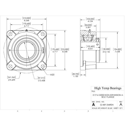 Picture of 3-7/16" S2000 Non Expansion 4 Bolt Flange Heavy Duty Bearing