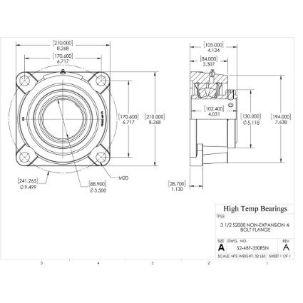 Picture of 3-1/2" S2000 Non Expansion 4 Bolt Flange Heavy Duty Bearing