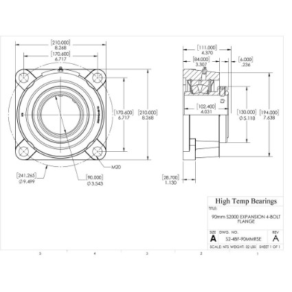 Picture of 90mm S2000 Expansion 4 Bolt Flange Heavy Duty Bearing