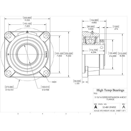 Picture of 3-15/16" S2000 Expansion 4 Bolt Flange Heavy Duty Bearing