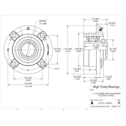 Picture of 1-11/16" S2000 Non Expansion Piloted Flange Heavy Duty Bearing