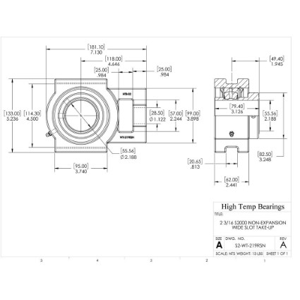 Picture of 2-3/16" S2000 Non Expansion Wide Slot Take Up Heavy Duty Bearing