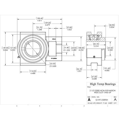 Picture of 2-1/2" S2000 Non Expansion Wide Slot Take Up Heavy Duty Bearing
