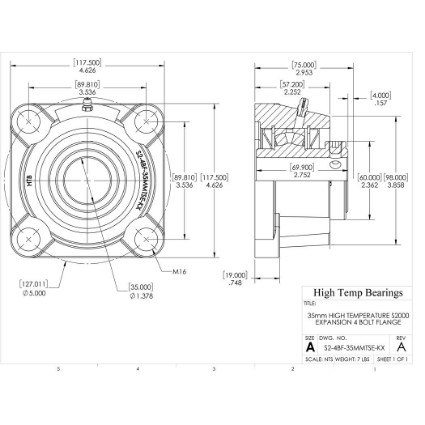 Picture of 35mm High Temperature S2000 Expansion 4 Bolt Flange Heavy Duty Bearing
