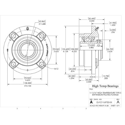 Picture of 1-11/16" High Temperature Type E Expansion Piloted Flange Heavy Duty Bearing