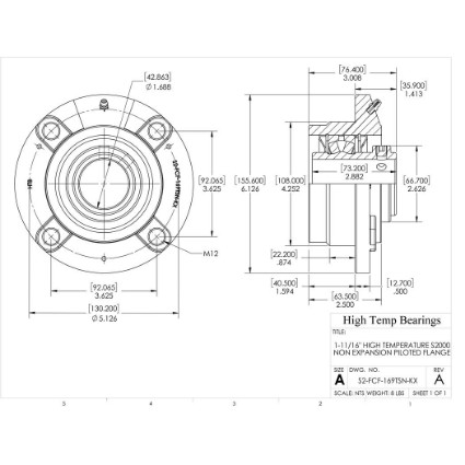 Picture of 1-11/16" High Temperature S2000 Non Expansion Piloted Flange Heavy Duty Bearing
