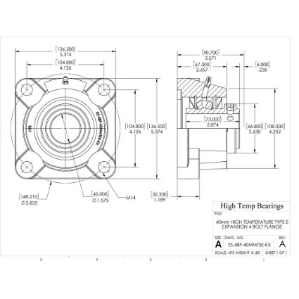 Picture of 40mm High Temperature Type E Expansion 4 Bolt Flange Heavy Duty Bearing