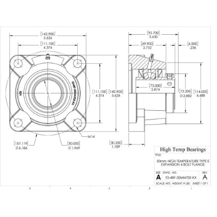 Picture of 50mm High Temperature Type E Expansion 4 Bolt Flange Heavy Duty Bearing