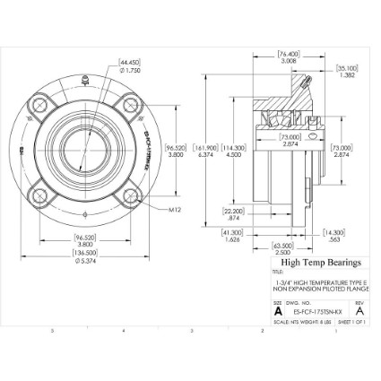 Picture of 1-3/4" High Temperature Type E Non Expansion Piloted Flange Heavy Duty Bearing
