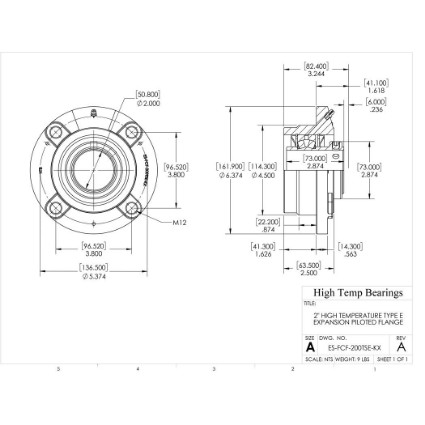 Picture of 2" High Temperature Type E Expansion Piloted Flange Heavy Duty Bearing